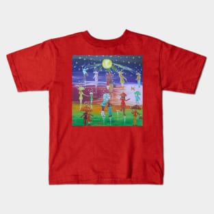 Colourful Umbrellas in a Stary Sky Kids T-Shirt